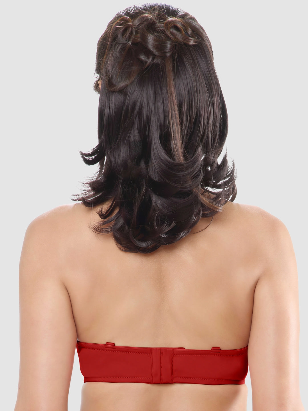 Red Padded Wired Detachable Medium Coverage Bra - CONFI-46_Red