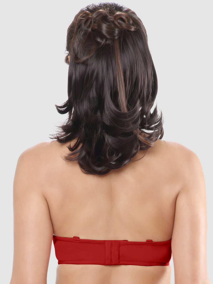 Red Padded Wired Detachable Medium Coverage Bra - CONFI-46_Red