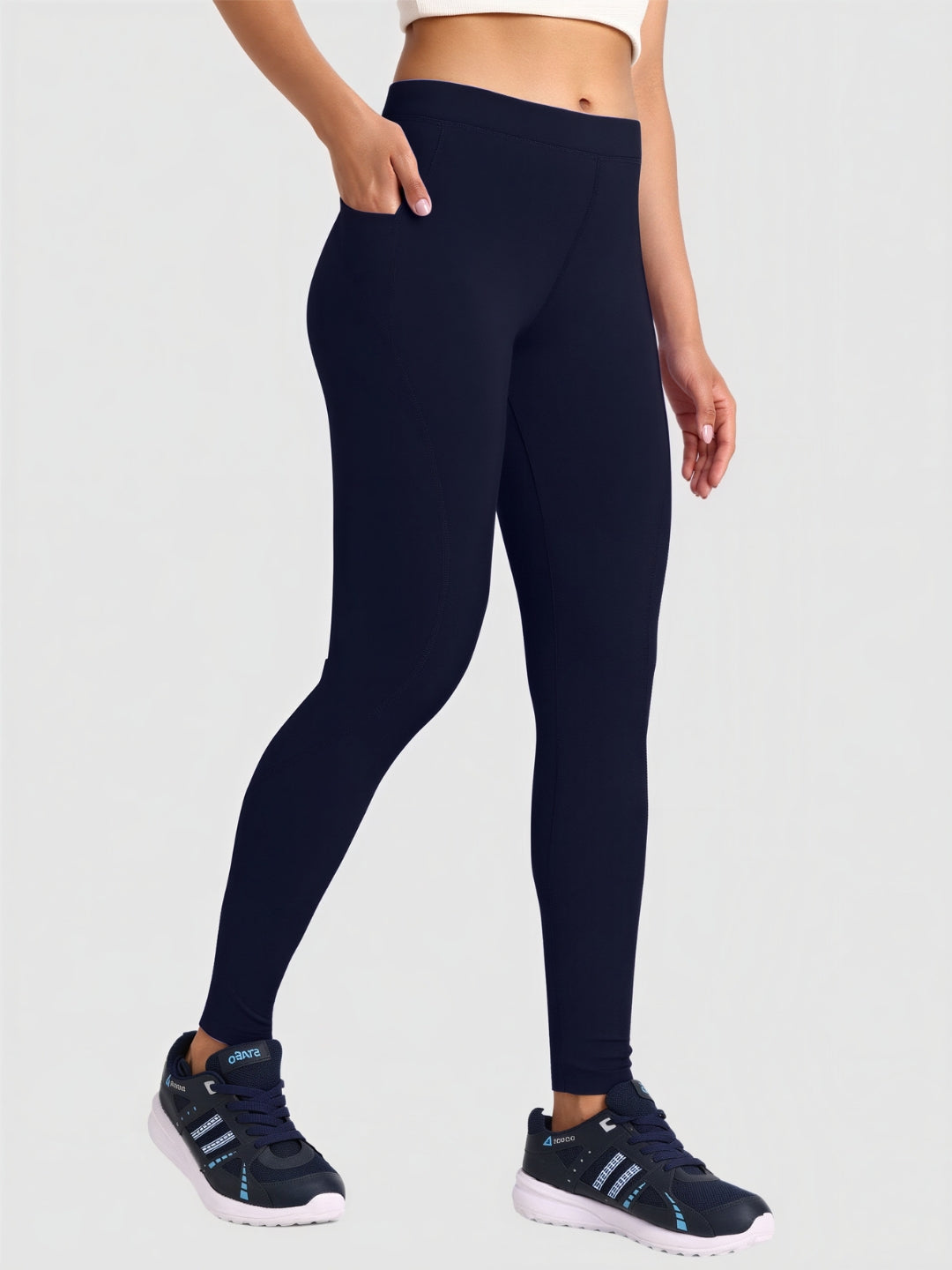 Women Blue Solid Skinny Fit Tights - DRYSPRINTER-NY