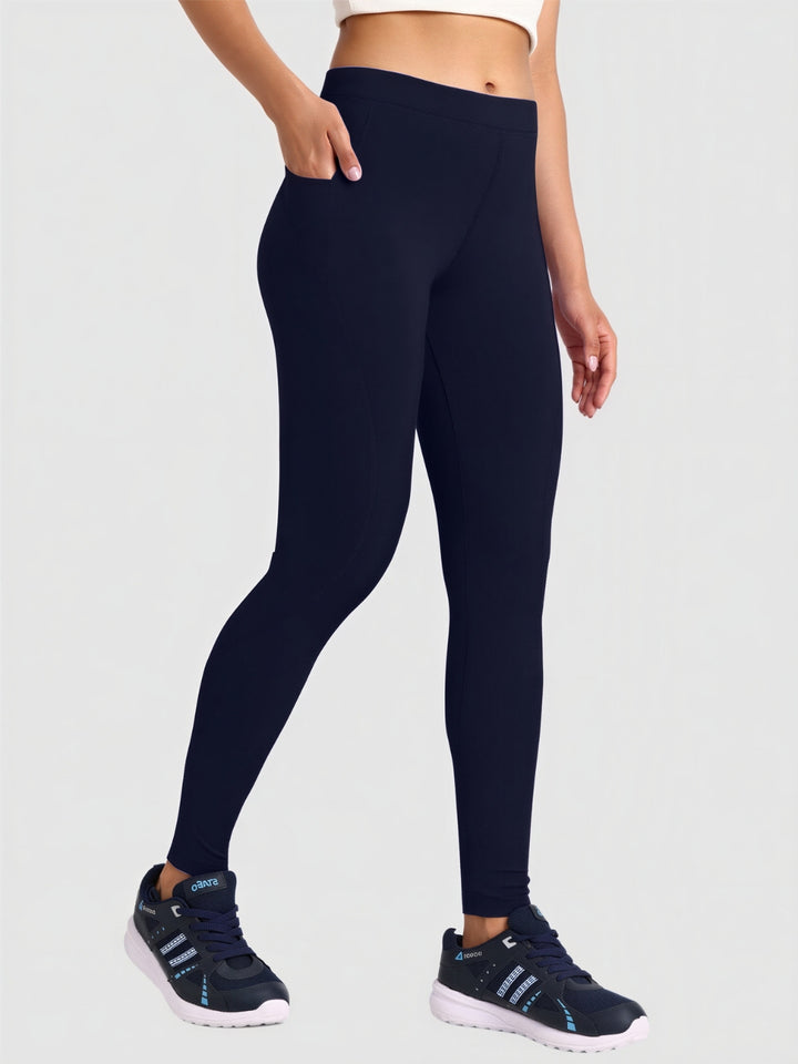 Women Blue Solid Skinny Fit Tights - DRYSPRINTER-NY