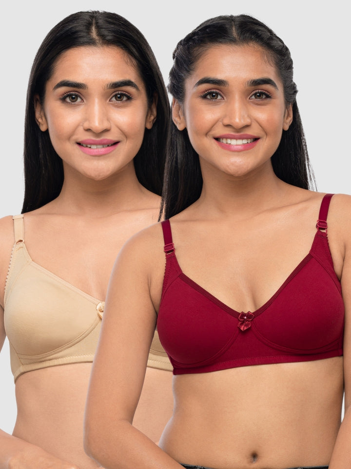 Lovable Multicolor Non Padded Non Wired Full Coverage Bra - (Pack of 2) Contours- Skin/Violet