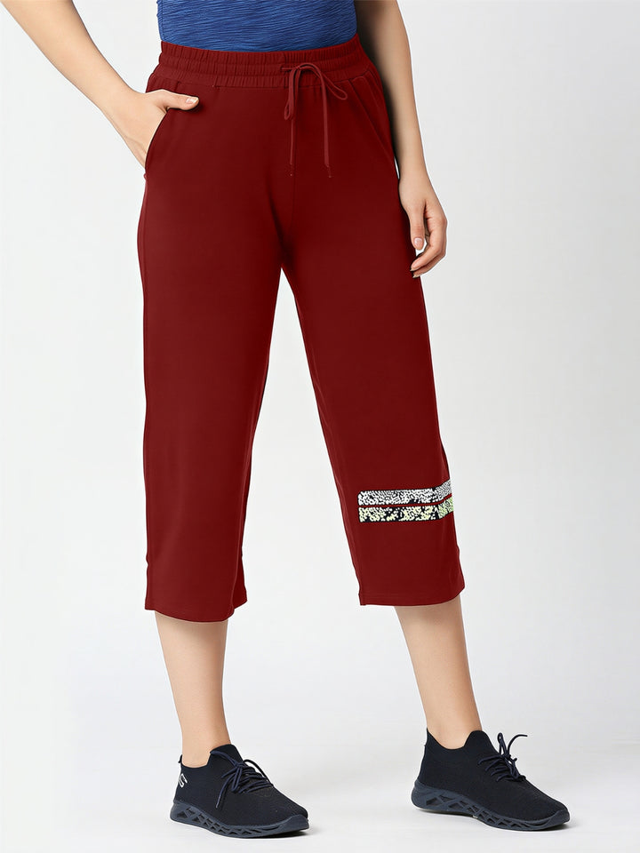 Women Maroon Solid Mid Rise Yoga Pants-BASE PACE YOGA_MR