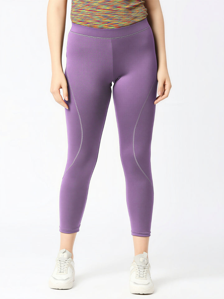 Women Purple Ash Solid Skinny Fit Tights - Aero Sprinter XC-PA