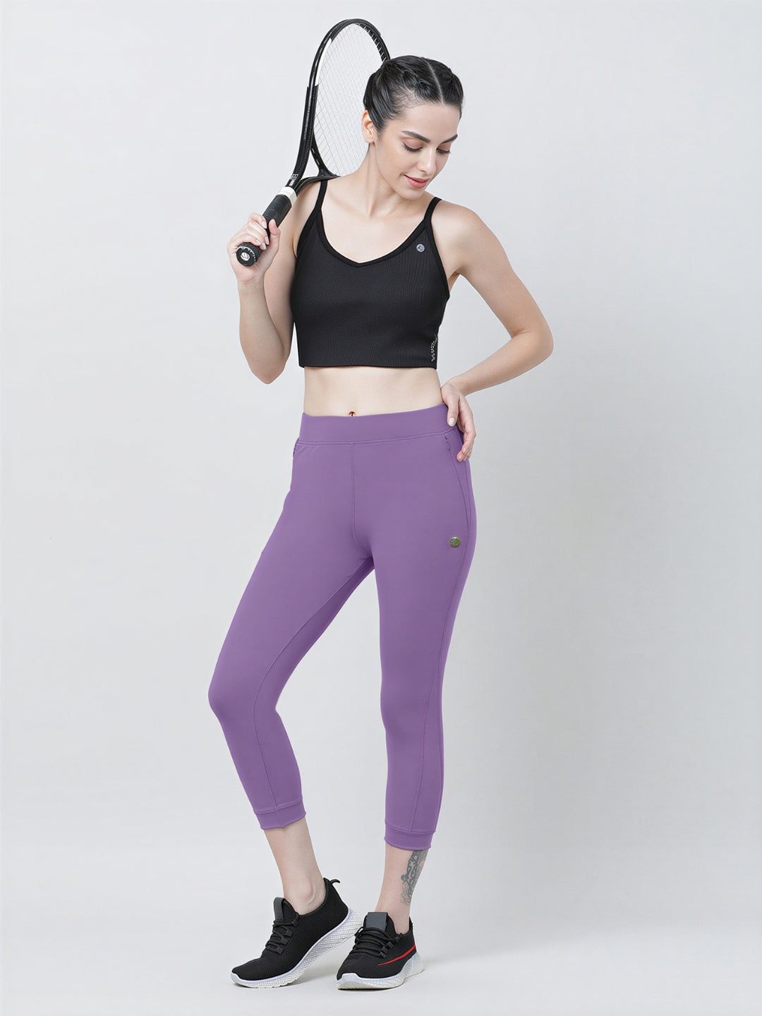 Women Purple Ash Solid Skinny Fit Capri - LONG RANGE CAPRI-PA