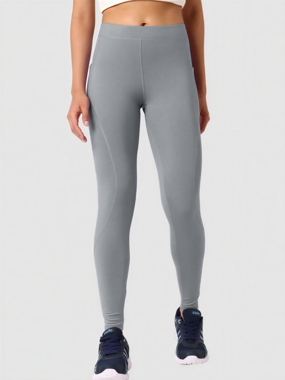Women Grey Solid Skinny Fit Tights - DRYSPRINTER-CG