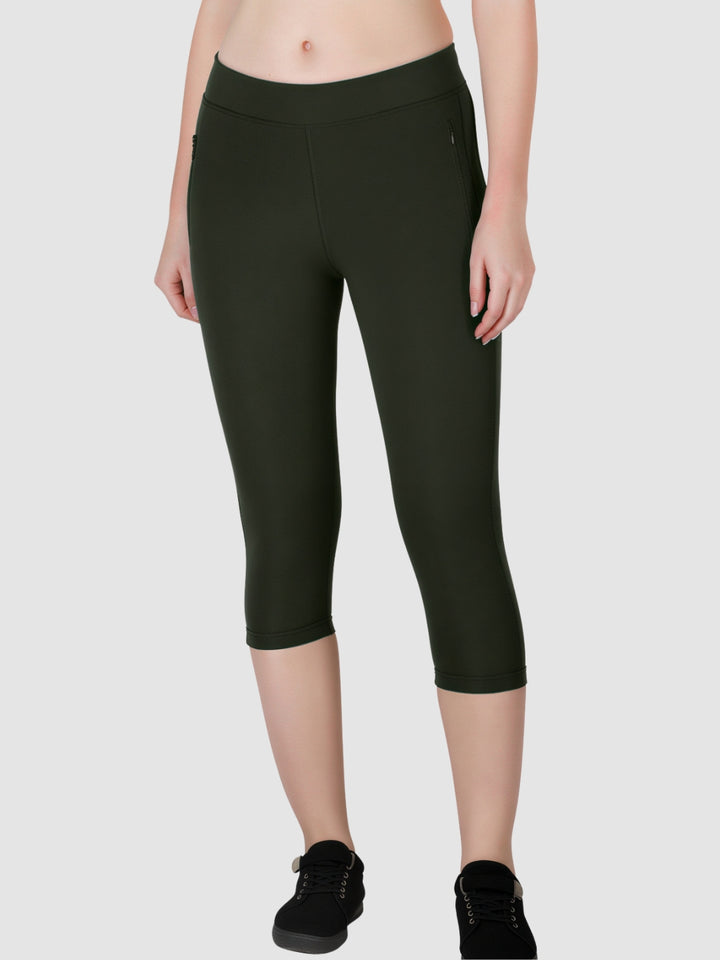 Women Olive Green Solid Skinny Fit Capri - SL Capri-OL