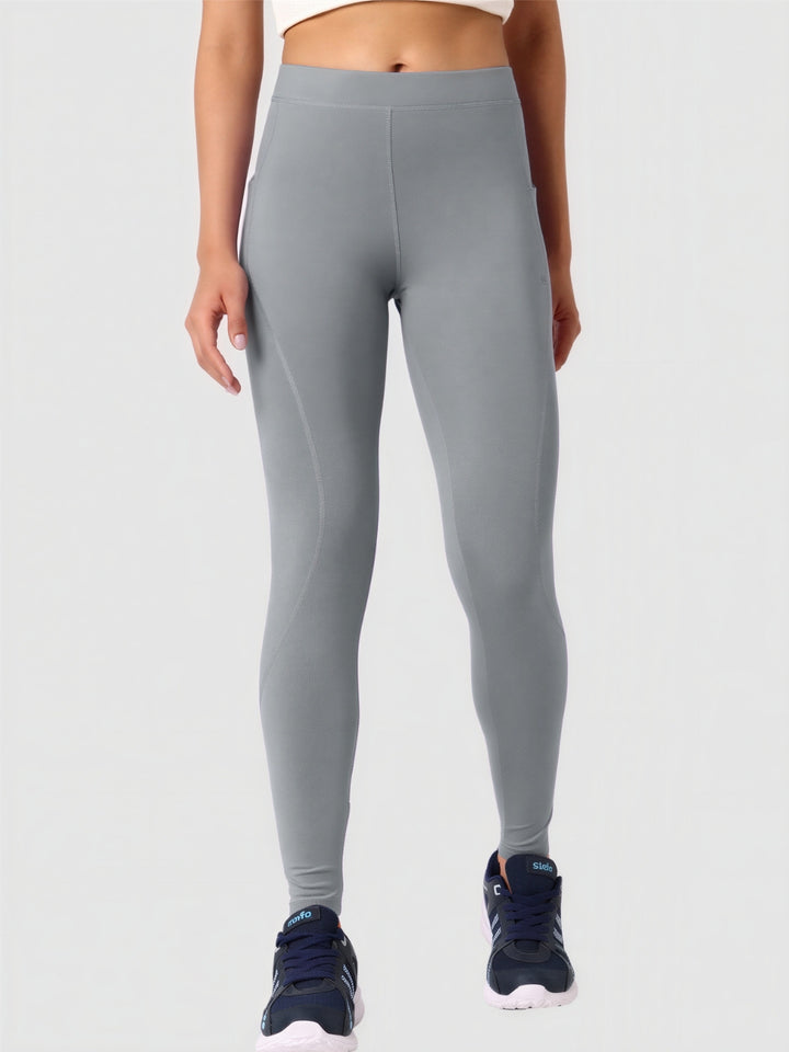 Women Cool Grey Solid Skinny Fit Tights - Aero Sprinter Platina-CG