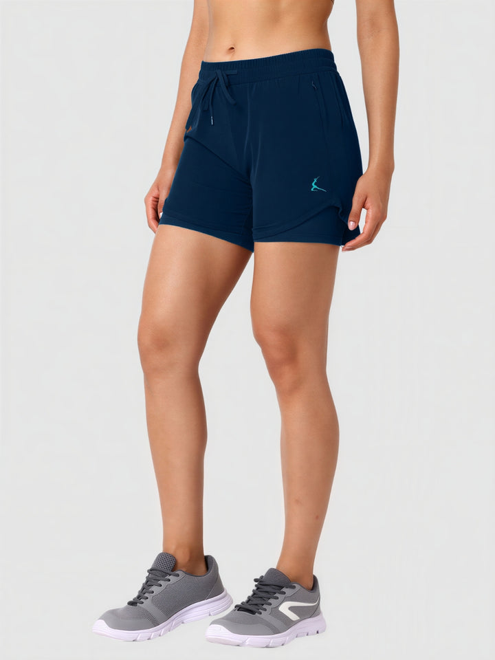 Women Blue Solid Slim Fit Shorts - SPLENDOR SHORTS-AB