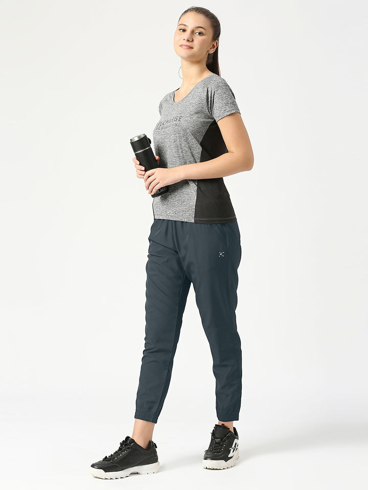 Women Steel Grey Solid Slim Fit Joggers Pant - GROOVER-STG