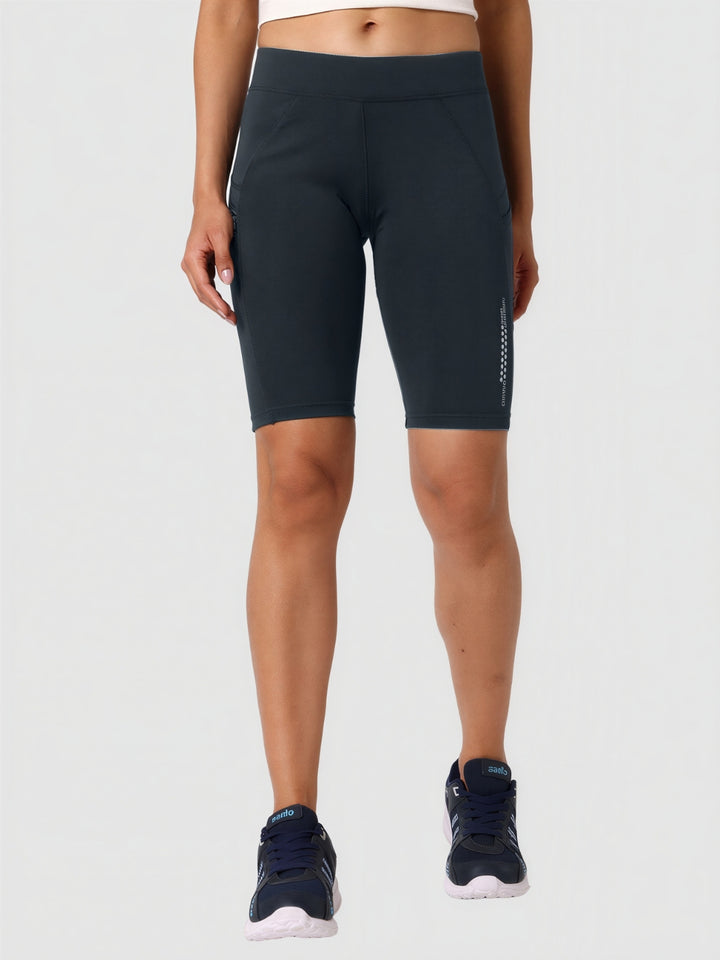 Women Steel Grey Solid Skinny Fit Shorts - Shadow-STG