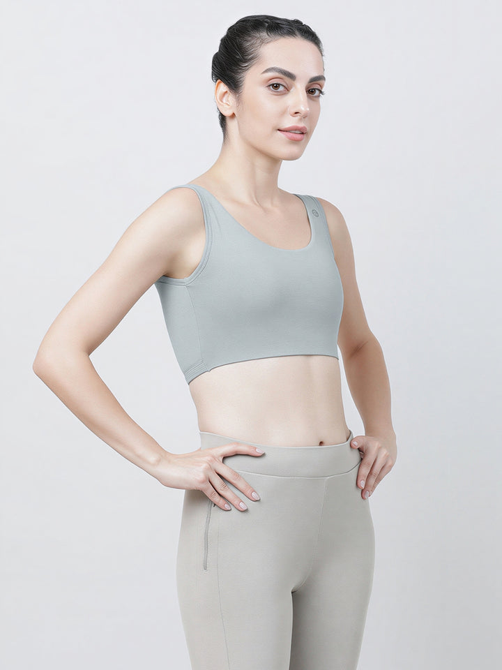 Lovable Ash Grey Removable Pads Non Wired Full Coverage Sports Bra - SEA SIDE-AG