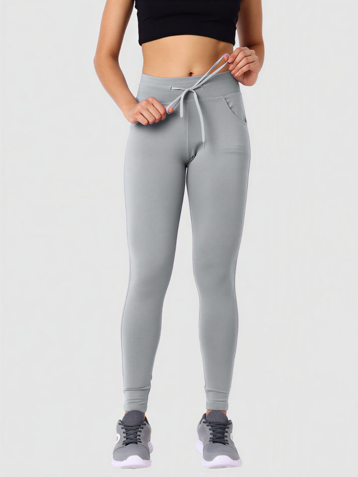 Women Cool Grey Solid Skinny Fit Tights - Accolade-CG
