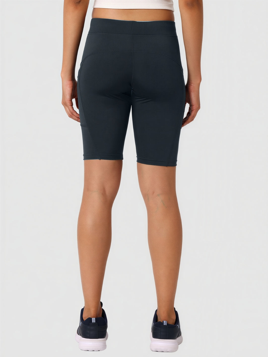 Women Steel Grey Solid Skinny Fit Shorts - Shadow-STG