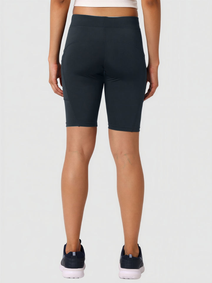 Women Steel Grey Solid Skinny Fit Shorts - Shadow-STG