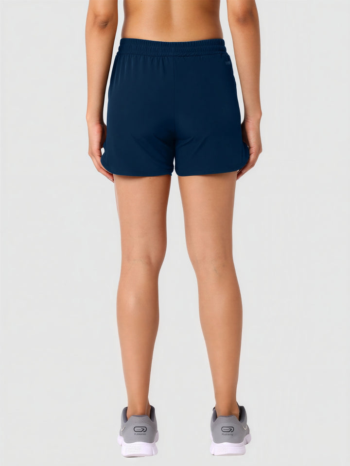 Women Blue Solid Slim Fit Shorts - SPLENDOR SHORTS-AB
