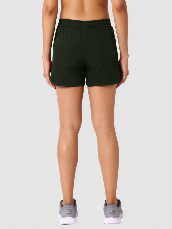 Women Olive Green Solid Slim Fit Shorts - SPLENDOR SHORTS-OL