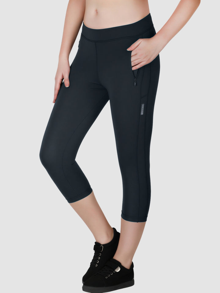 Women Steel Grey Solid Skinny Fit Capri - SL Capri-ST-GR