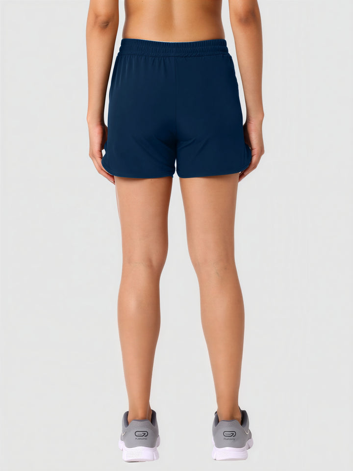 Women Blue Solid Slim Fit Shorts - DRYSPLENDOR SHORTS-AB