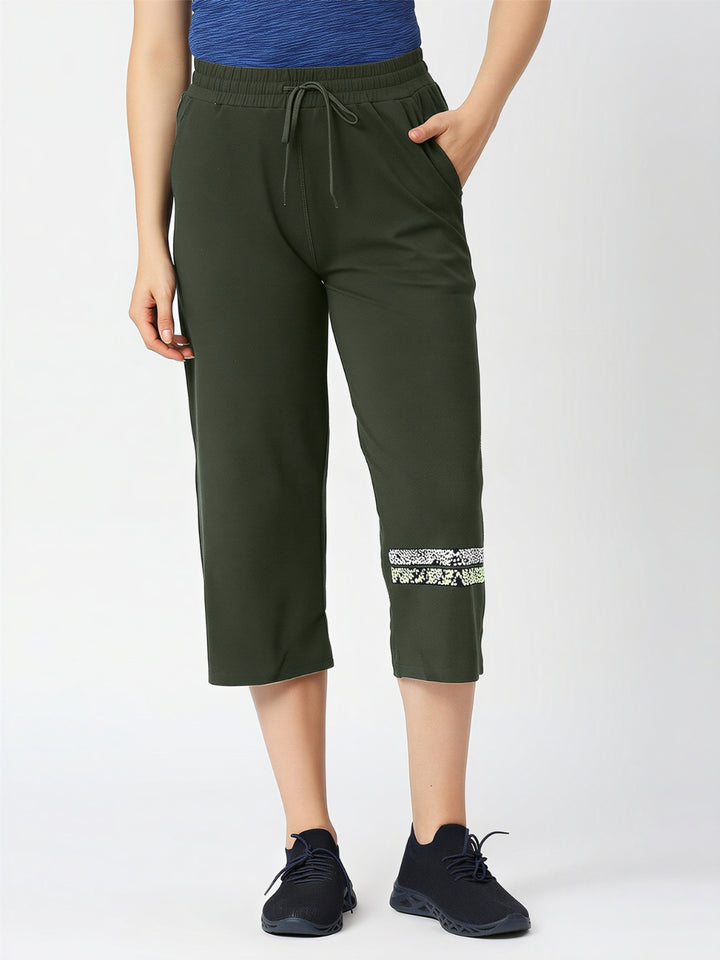 Women Olive Solid Mid Rise Yoga Pants - BASE PACE YOGA_OL