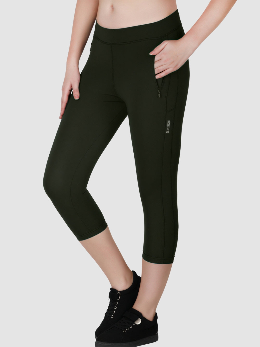 Women Olive Green Solid Skinny Fit Capri - SL Capri-OL