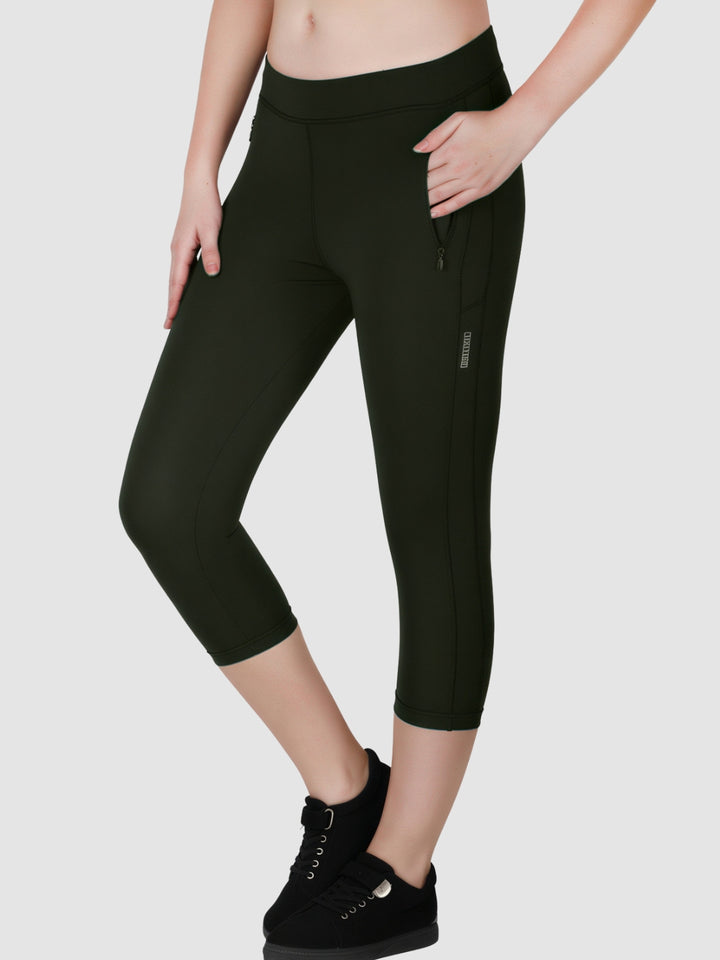 Women Olive Green Solid Skinny Fit Capri - SL Capri-OL