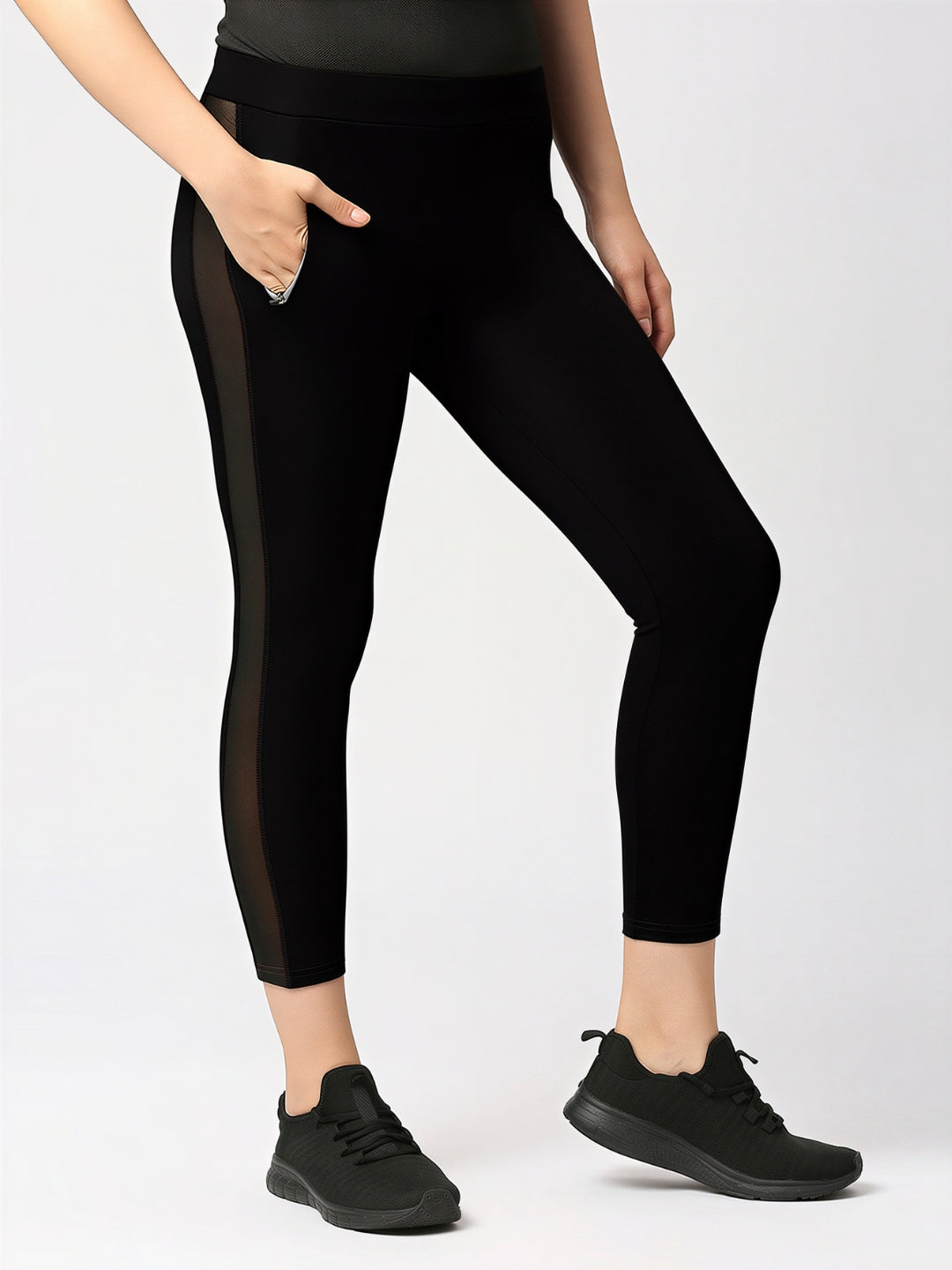 Women Black Solid Skinny Fit Tights - RAD INTENSE TRACK-BK