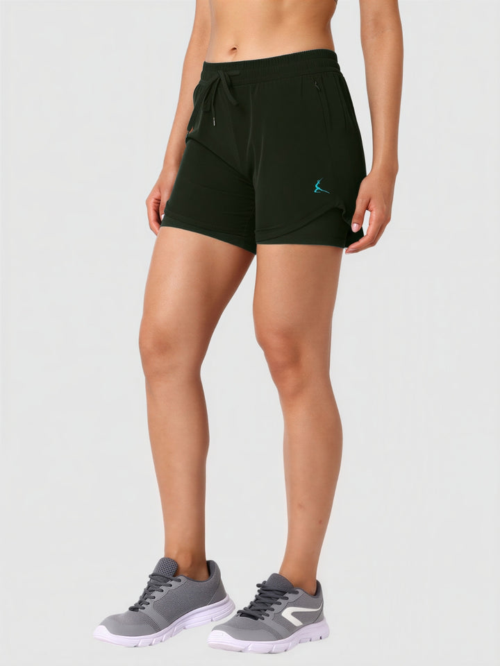 Women Olive Green Solid Slim Fit Shorts - SPLENDOR SHORTS-OL
