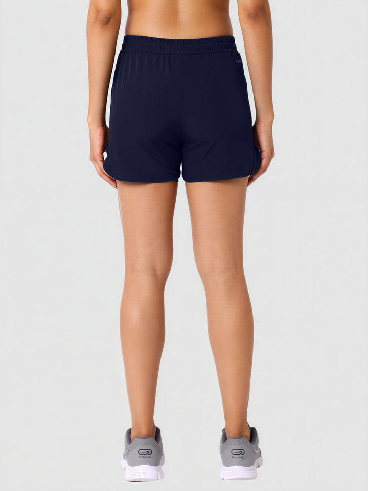 Women Blue Solid Slim Fit Shorts - SPLENDOR SHORTS-NB