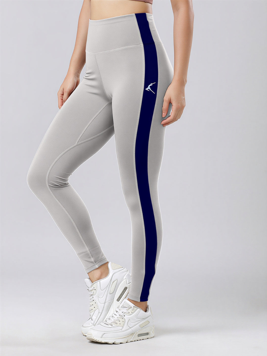 Women Cool Grey and Navy Solid Skinny Fit Tights - Augusta-CG-NY