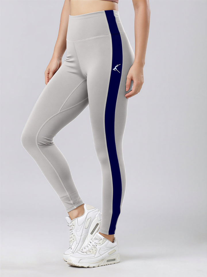 Women Cool Grey and Navy Solid Skinny Fit Tights - Augusta-CG-NY