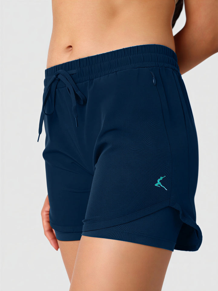 Women Blue Solid Slim Fit Shorts - SPLENDOR SHORTS-AB