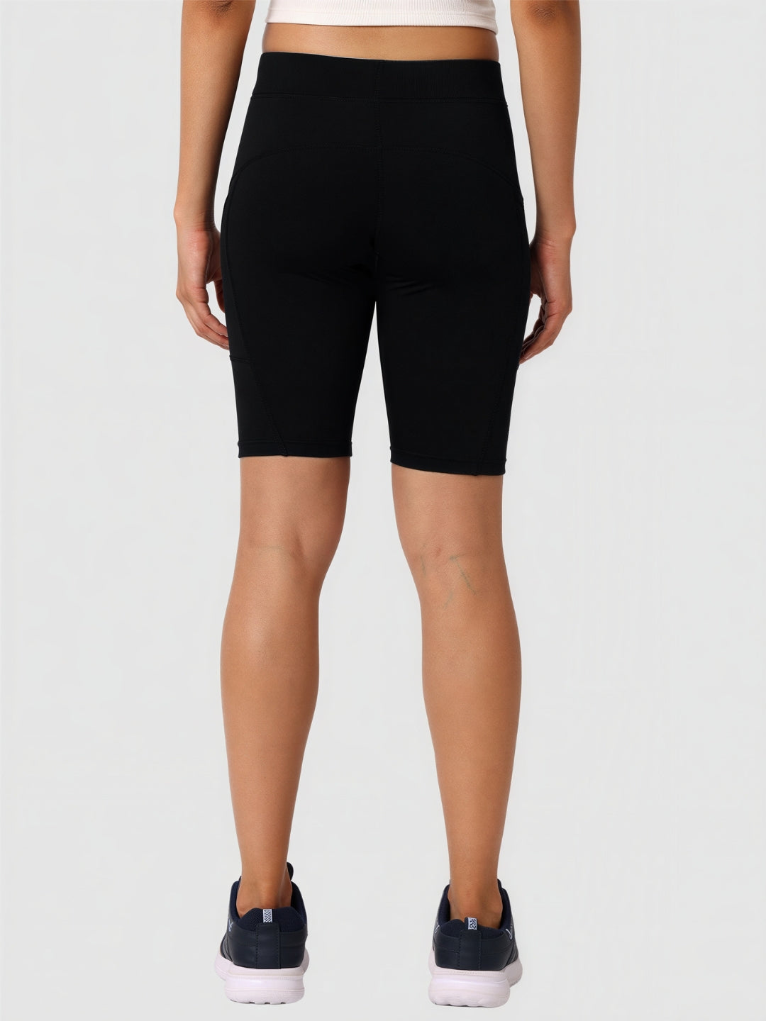 Women Black Solid Skinny Fit Shorts - Shadow-BK