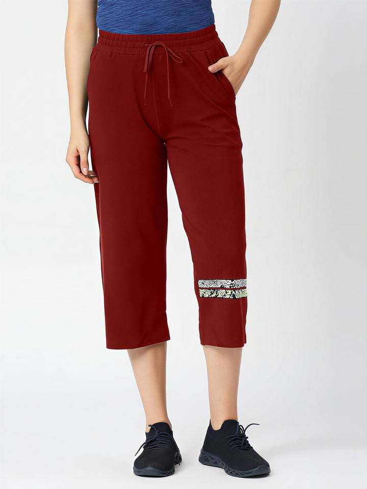 Women Maroon Solid Mid Rise Yoga Pants-BASE PACE YOGA_MR