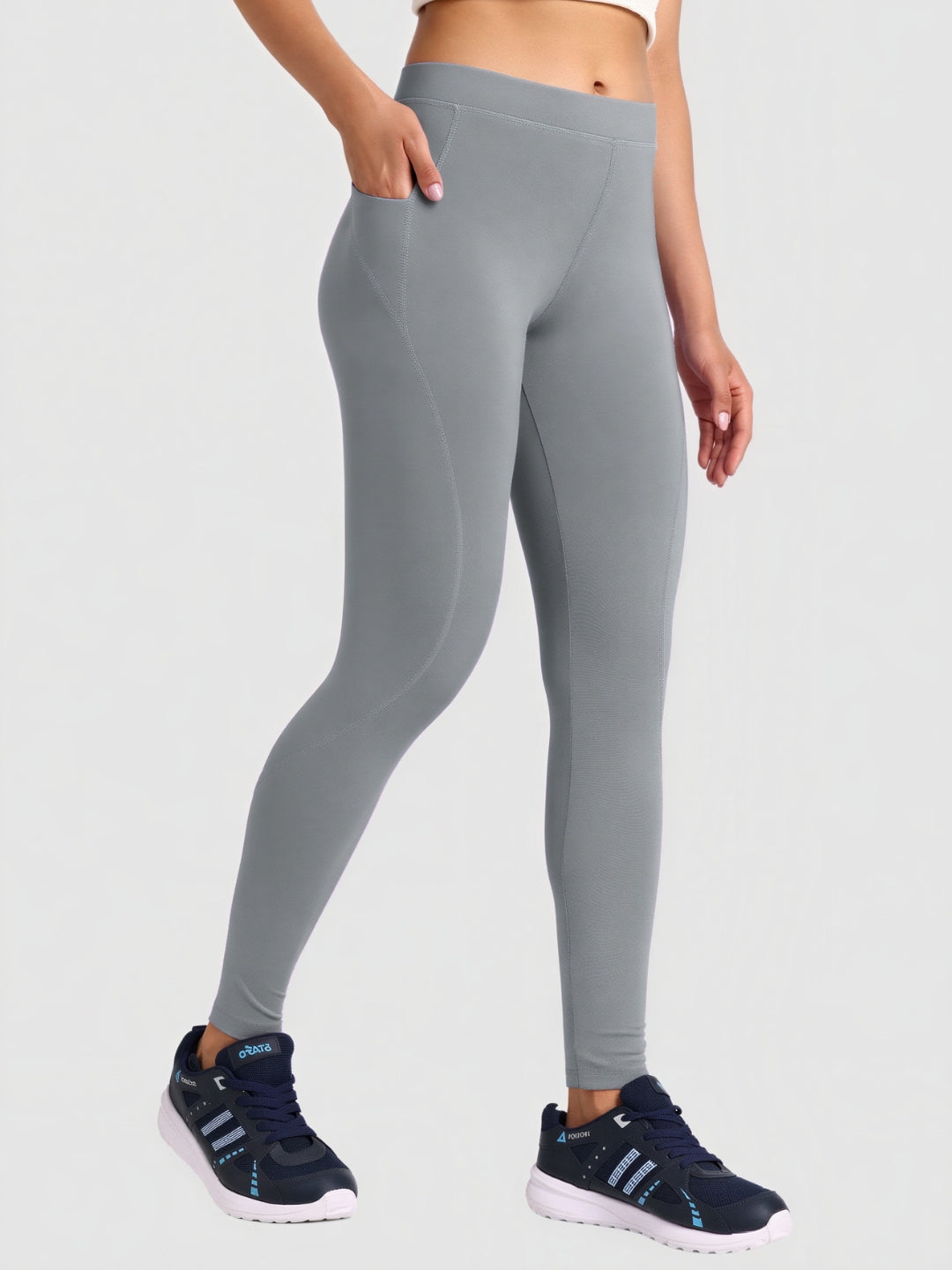 Women Grey Solid Skinny Fit Tights - DRYSPRINTER-CG