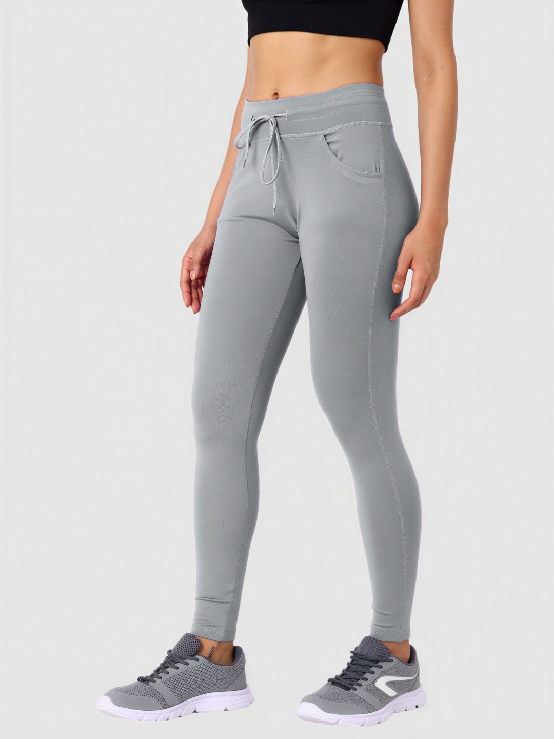 Women Cool Grey Solid Skinny Fit Tights - Accolade-CG