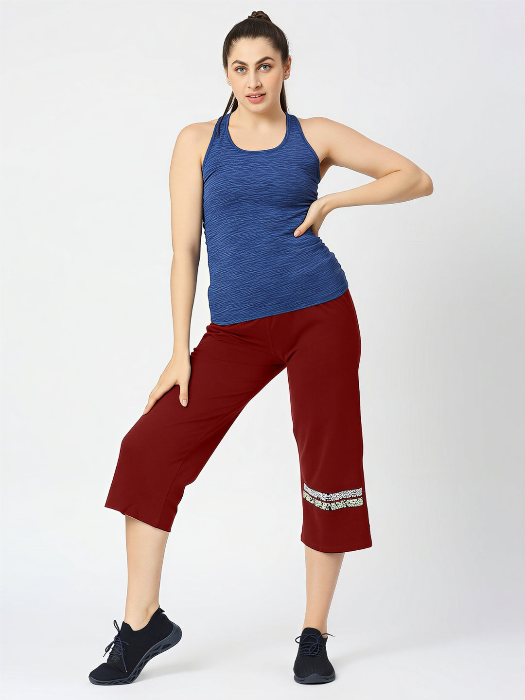 Women Maroon Solid Mid Rise Yoga Pants-BASE PACE YOGA_MR