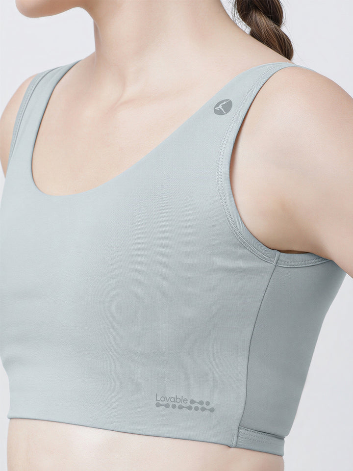 Lovable Ash Grey Removable Pads Non Wired Full Coverage Sports Bra - SEA SIDE-AG