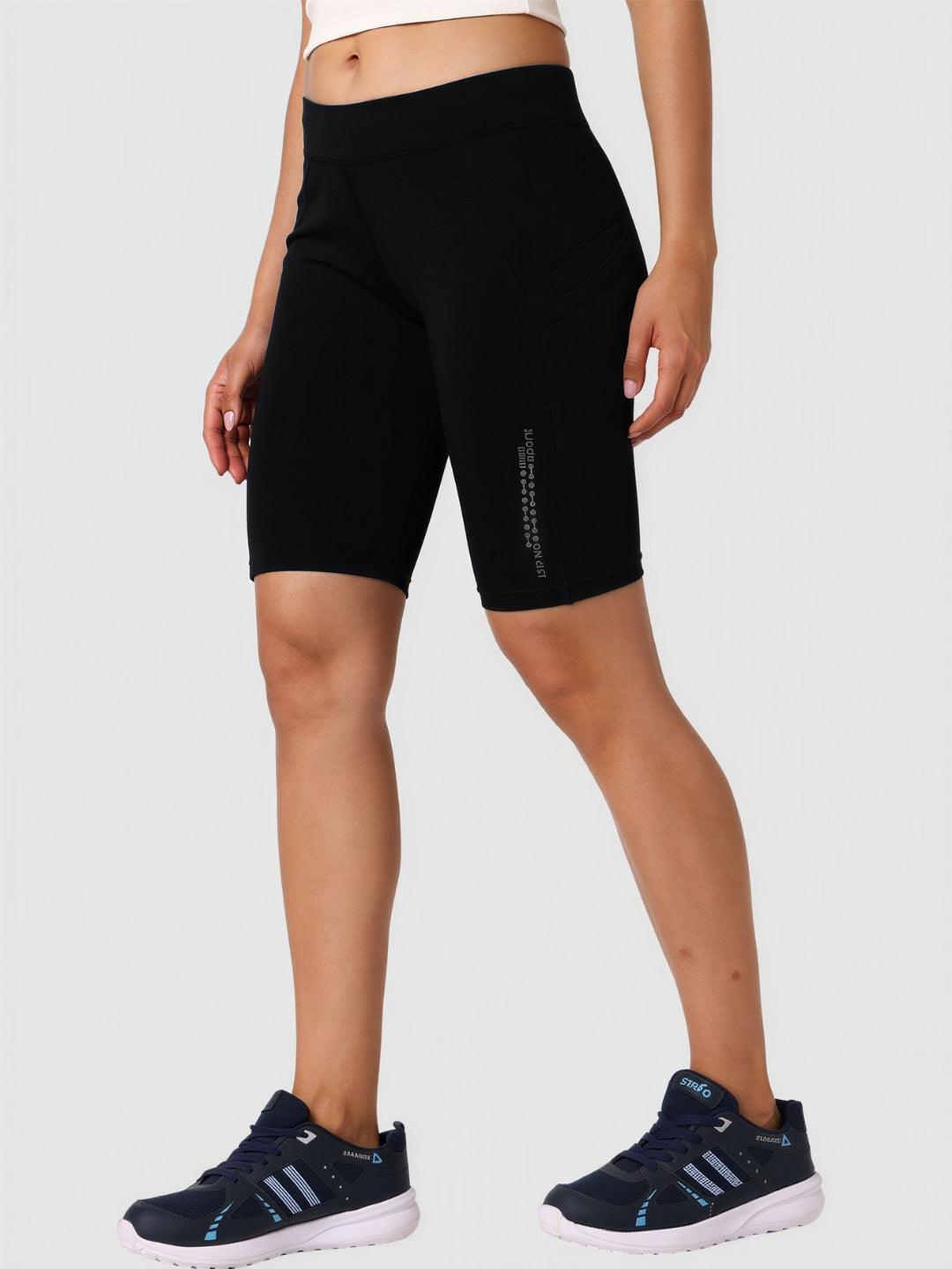Women Black Solid Skinny Fit Shorts - Shadow-BK