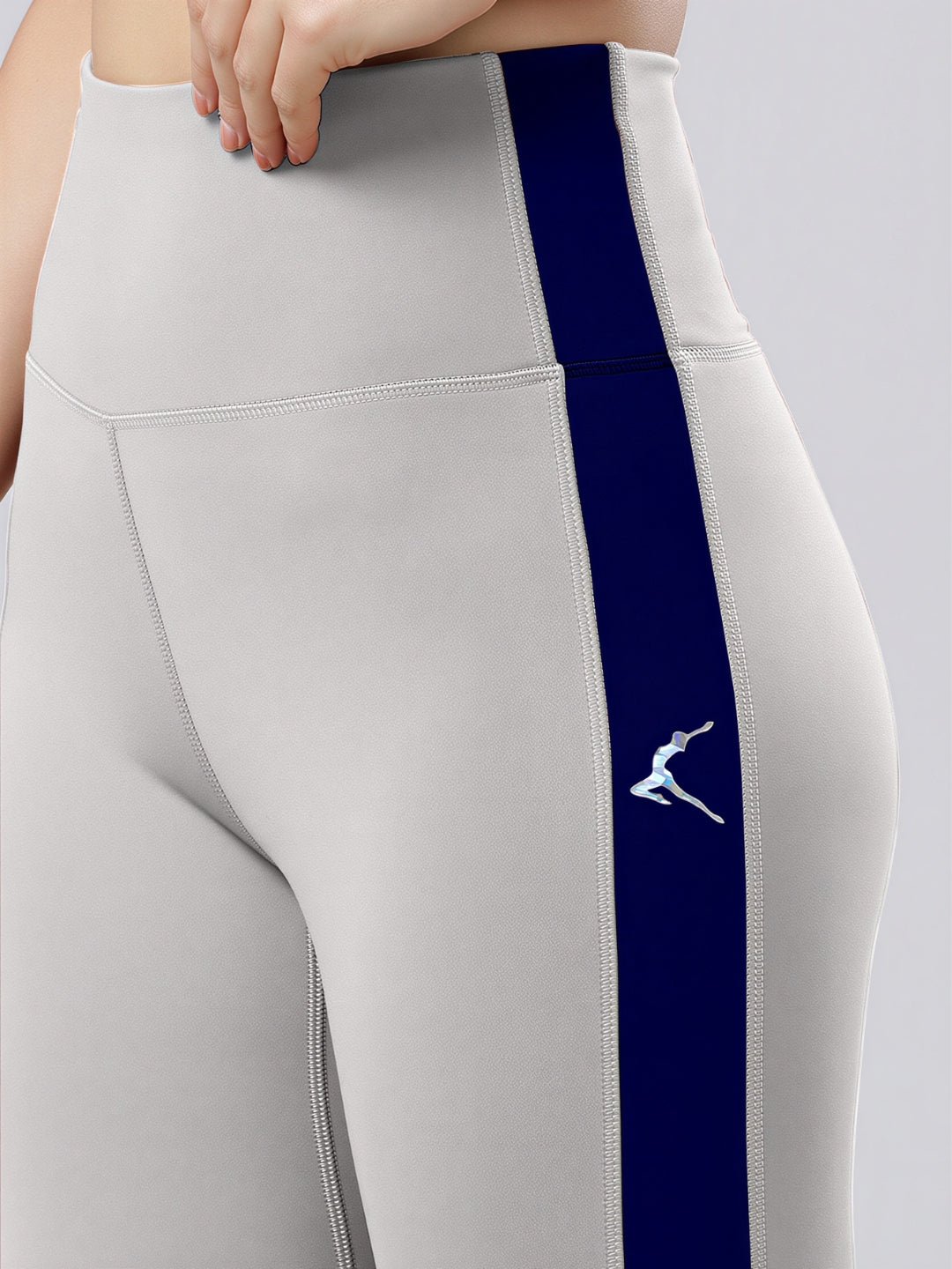 Women Cool Grey and Navy Solid Skinny Fit Tights - Augusta-CG-NY