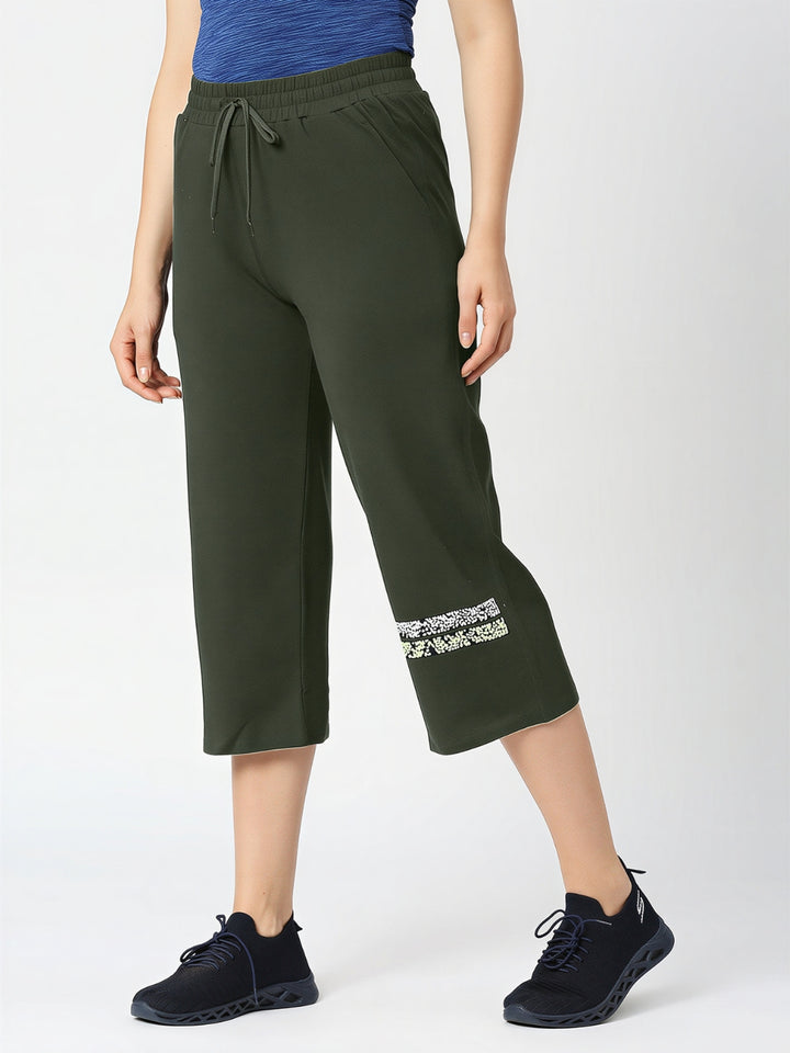 Women Olive Solid Mid Rise Yoga Pants - BASE PACE YOGA_OL