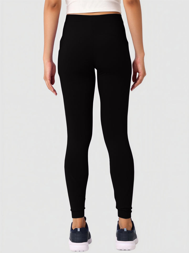 Women Black Solid Skinny Fit Tights - Aero Sprinter Platina-BK