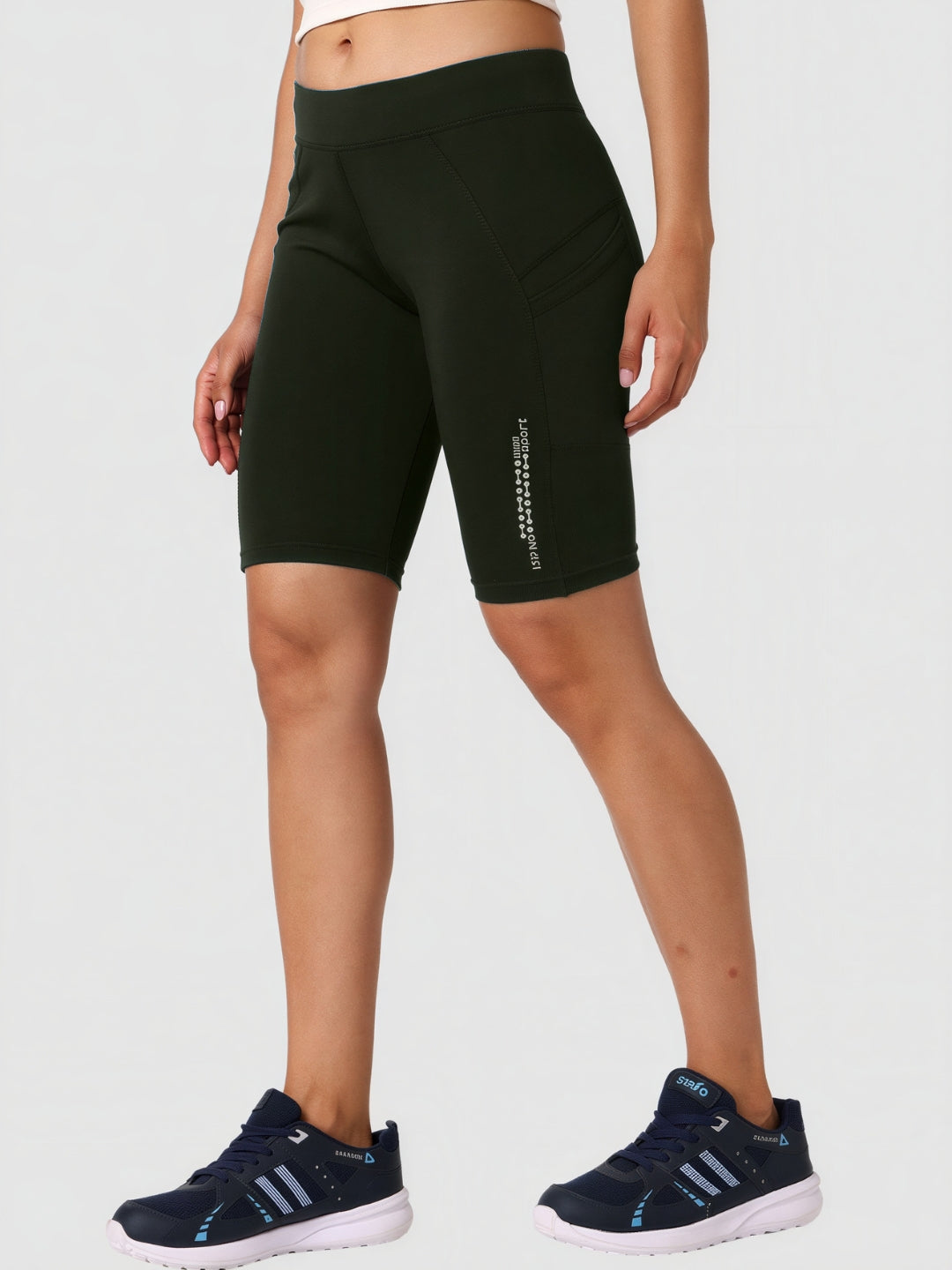 Women Olive Green Solid Skinny Fit Shorts - Shadow-OL