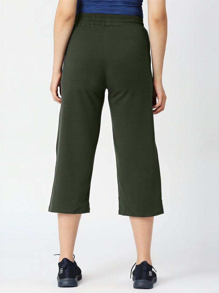 Women Olive Solid Mid Rise Yoga Pants - BASE PACE YOGA_OL