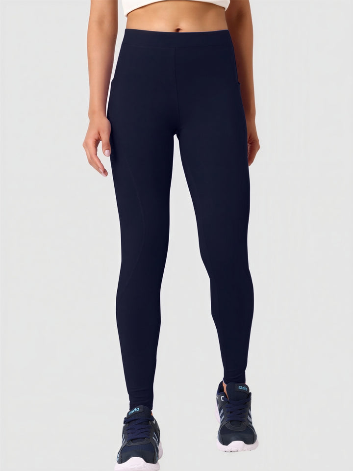 Women Blue Solid Skinny Fit Tights - DRYSPRINTER-NY