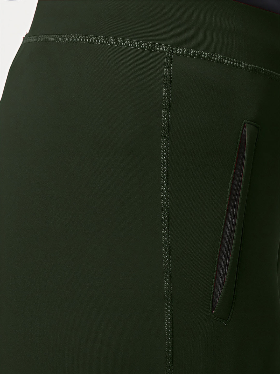 Women Olive Solid Skinny Fit Tights - ZIP TRACK DRYKNIT-OL