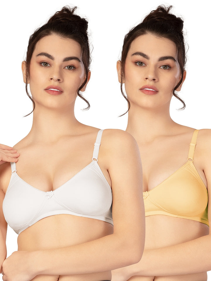 Lovable Multicolor Non Padded Non Wired Full Coverage Bra - (Pack of 2) CLASSIC-Skin/White - All Day Long Bra for Women | ...