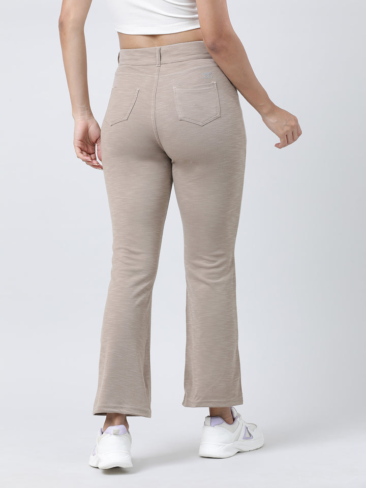 Women Beige Solid Track Pants & Joggers-GRIDLINER PANT_Beige