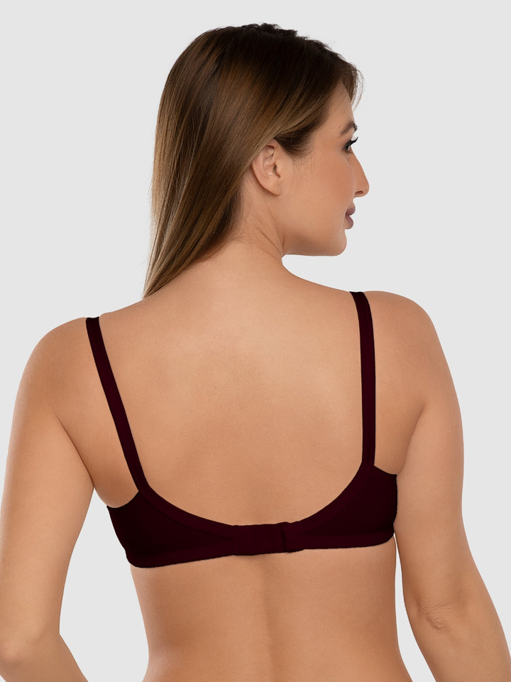 Daisy Dee T.Blue and Maroon Non Padded Non-Wired Full Coverage Bra Pack of 2 - NSHTL-T.BLUE/MAROON