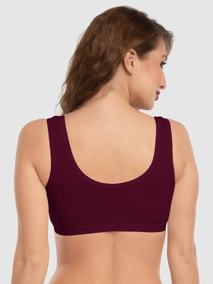 Daisy Dee Black and Maroon Non Padded Wirefree Full Coverage Sports Bra Pack of 2 - NLRA-BLACK/MAROON