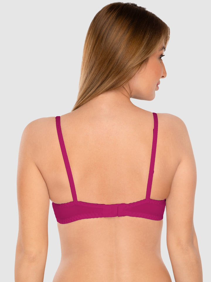 Daisy Dee Maroon and Rani Pink Non Padded Wirefree Full Coverage T-Shirt Bra Pack of 2 - NCLBR-MAROON/R.PINK